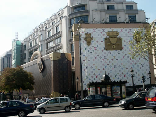 Very BIG Louis Vuitton suitcases on the Champs Elysees